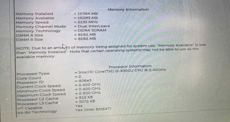 Dell Latitude E7270 i5-6300 @ 2.4GHz, 256GB SSD, 16GB DDR4