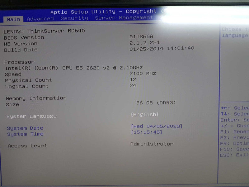 Lenovo Thinkserver RD640 2x Xeon E5-2620 V2 @ 2.10ghz / 96gb ram / read #