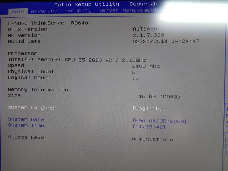 Lenovo Thinkserver RD640 2x Xeon E5-2620 V2 @ 2.10ghz / 16gb ram / read # #