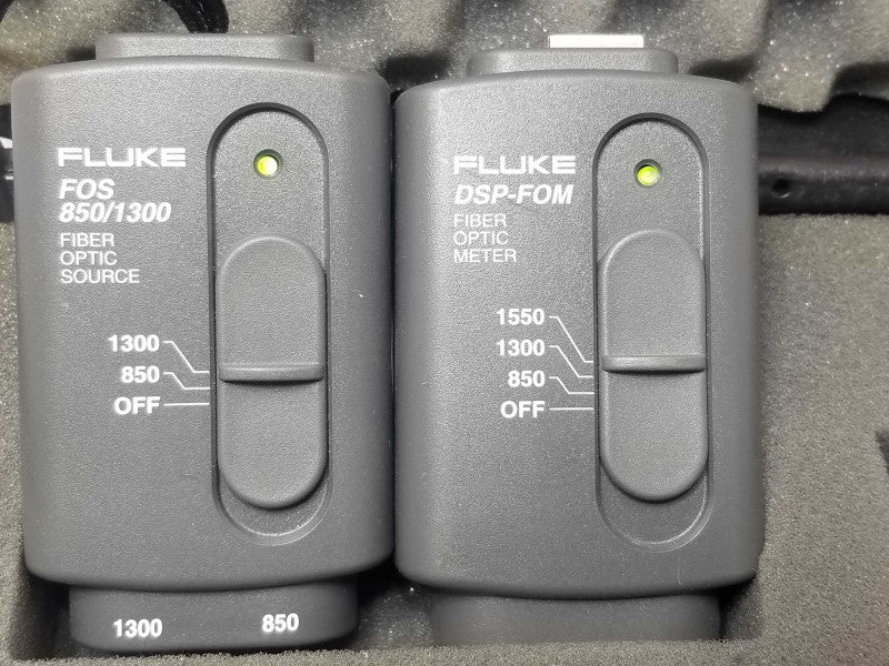 Fluke FOS 850/1300 Fiber Optic Source and DSP-FOM Fiber Optic Meter w/ Case _