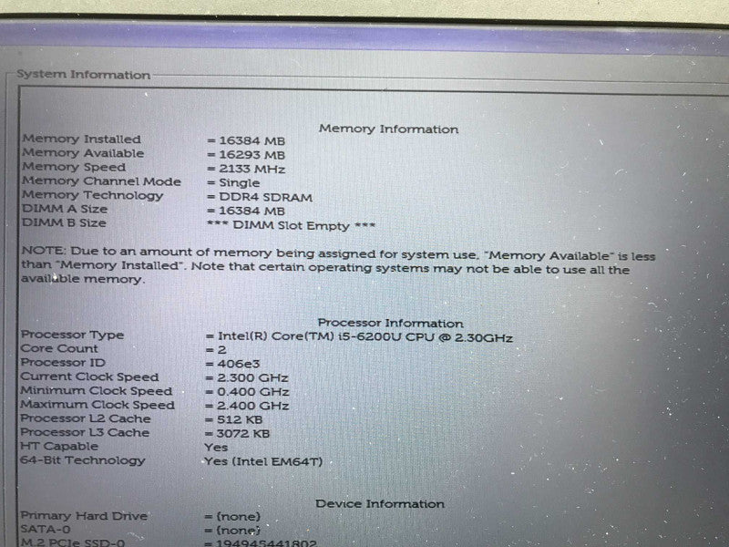DellLatitude E5570 i5-6200U 2.3Ghz, 16Gb DDR4, SSD 256GB **READ
