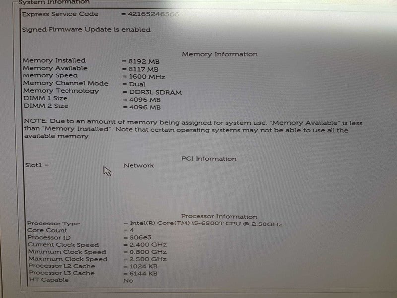Dell Optiplex 3040 i5-6500T @ 2.50ghz / 8gb ram / READ Q#