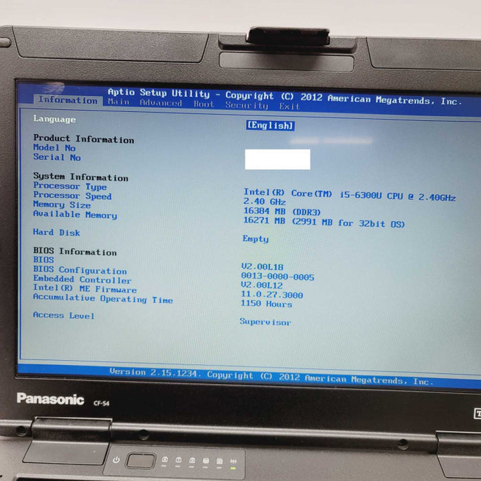 Panasonic Toughbook CF-54 MK2 i5-6300U 16GB No HDD - READ  =