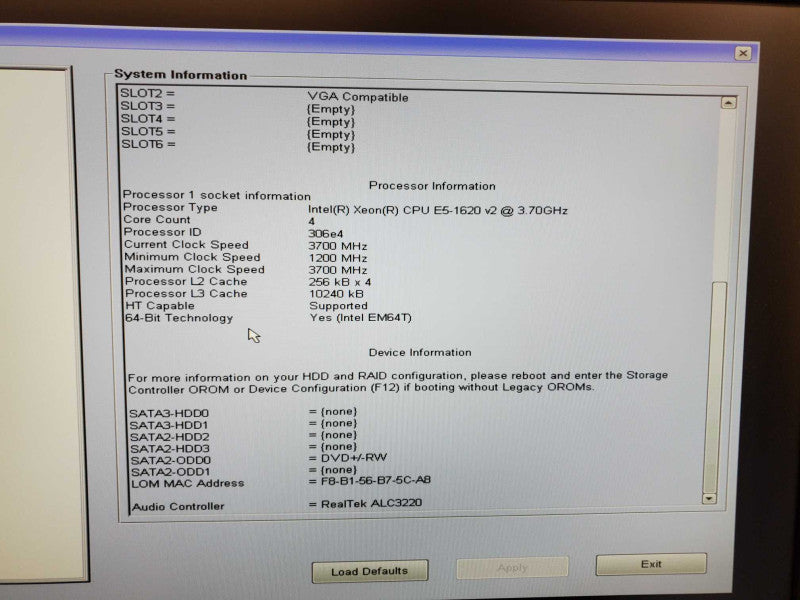 Dell Precision T3610 Xeon E5-1620(v2) @ 3.7GHz 16GB DDR3 No HDD Quadro K600 (