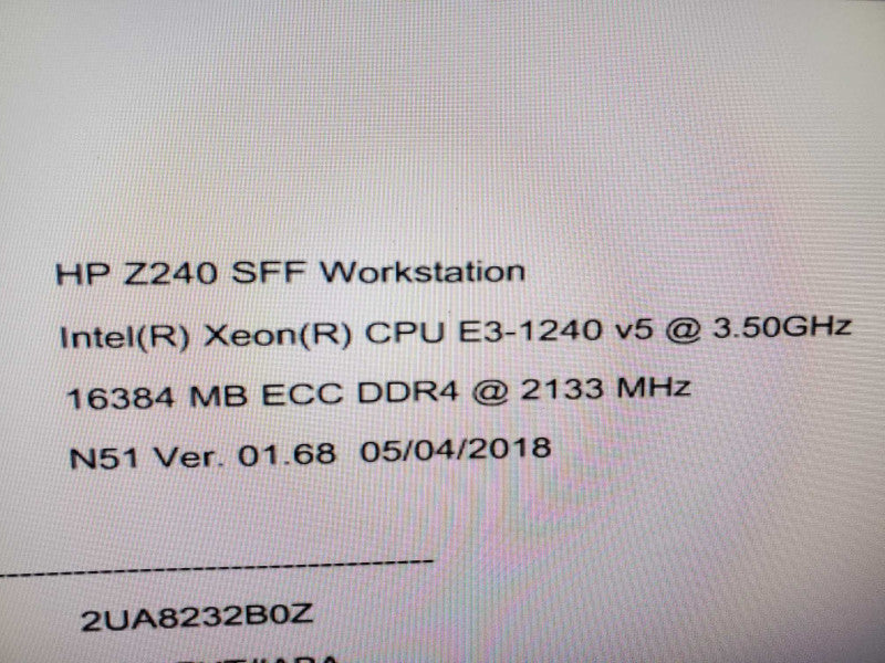 HP Z240 Workstation Xeon E3-1240(v5) 3.50GHz/16GB ECC, Quadro K620, No HDDs ~