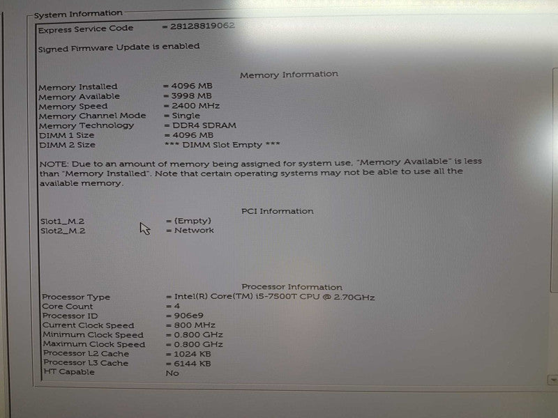 Dell OptiPlex 3050 i5-7500T 2.70 GHz, 4 GB DDR4, READ #