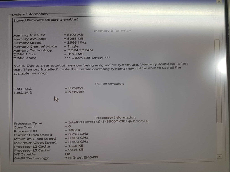 Dell Optiflex 3060 SFF i5-8500T 2.10 GHz, 8 GB DDR4, READ Q#
