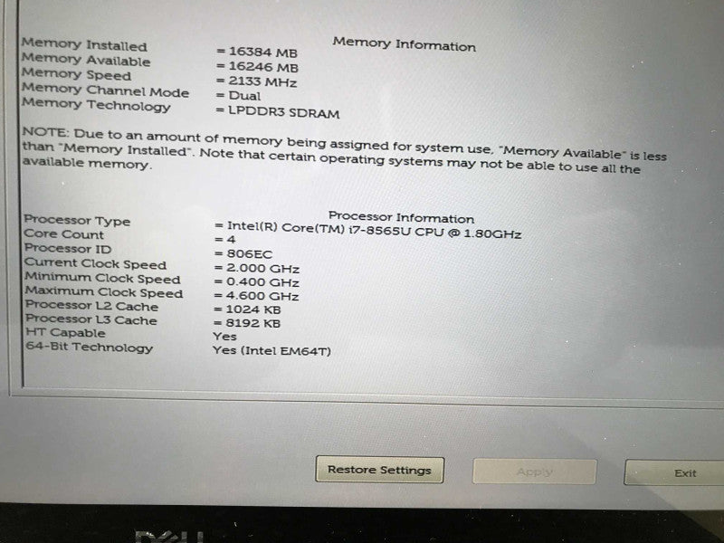 Dell XPS 13\\" Touch Screen, i7-8565U, 16GB RAM, 256GB SSD **NO AC