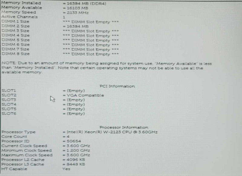 Dell Precision 5820T Tower, Xeon W-2123 3.6GHz, 16GB DDR4, No GPU, No HDD =