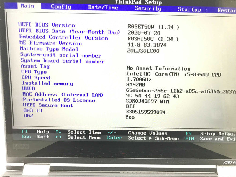 Lenovo TP Yoga X380 13\\" i5-8300, 8GB RAM, 256GB SSD - READ