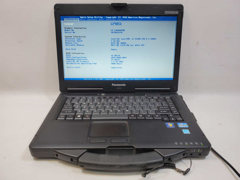Panasonic ToughBook CF-53 Core i5-2520M @2.5GHz 8GB DDR3 No HDD [9680 Hrs] (