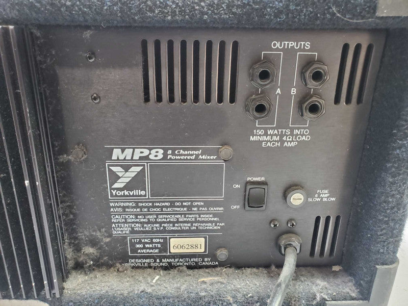 Yorkville MP8 Powered Mixer 8 Channel Audio Mixer (AS-IS) |