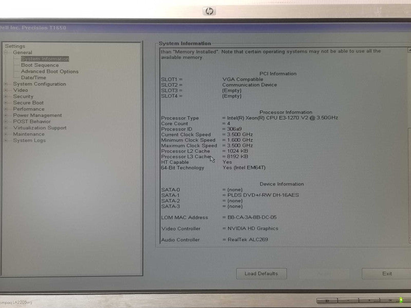 Dell Precision T 1650 Xeon E3-1270v2, 3.5GHz,16GB, Quadro K2000, No HDD/Tray _