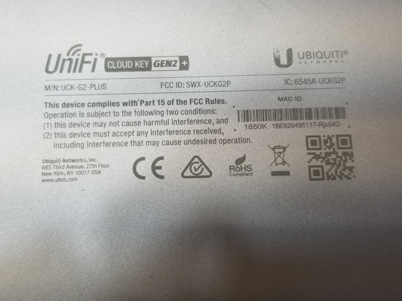 Ubiquiti UniFi Cloud Key Gen2 Device- UCK-G2-PLUS, No HDD, Read _