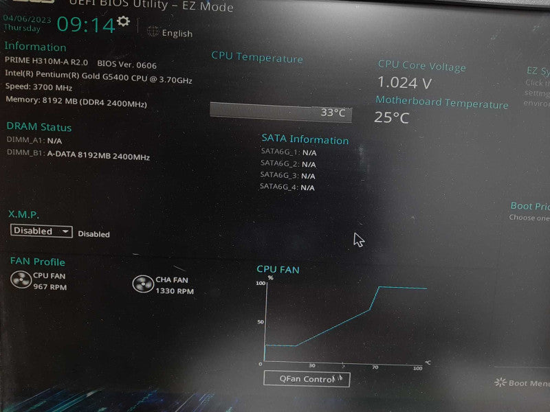 Custom PC Asus Prime H310M-A R2.0 Pentium Gold G5400 3.7GHz/8GB DDR4, No HDD $