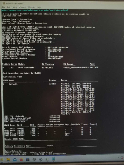 Cisco WS-C3650-48PS-E 48 Port IPServices License Switch 2x PSU _