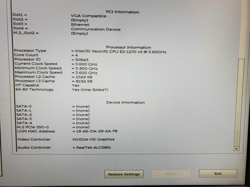 Dell Precision T3620 Xeon E3-1270 @ 3.6GHz Nvidia Quadro M4000 No Ram/HDD  (