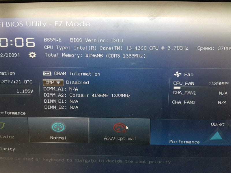 CPU/Mobo combo i3-4360 @ 3.70ghz / 4gb ram / B85M-E - no IO Shield #