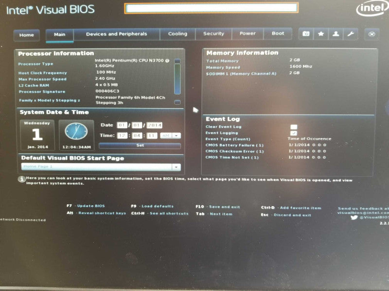 Intel NUC PentiumN3700 @ 1.60ghz / 2gb ram  / Model NUC5PGYH Q_