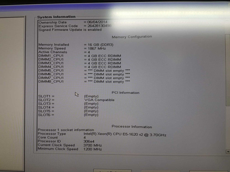 Dell precision T3610 Xeon E5-1620 V2 @ 3.70ghz / 16gb ram / Quadro K4000 GPU #