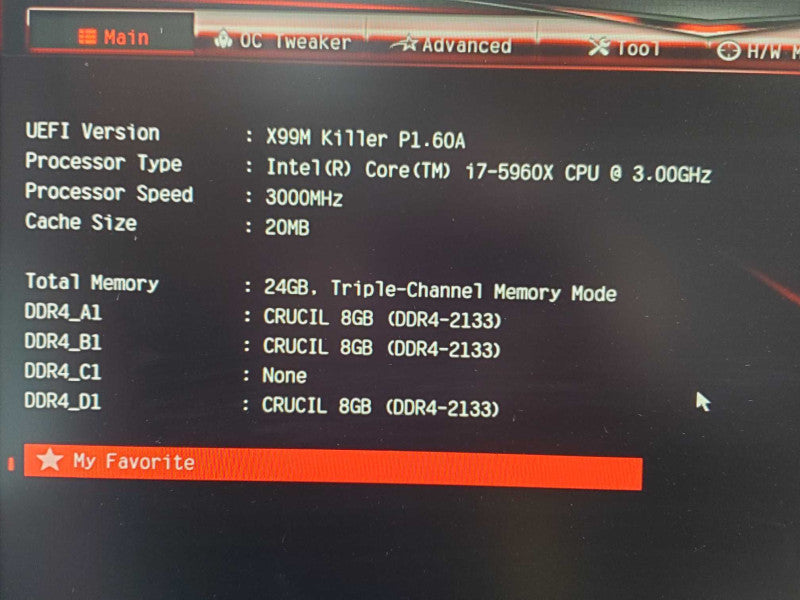 Boxx Custom PC, Fatal1ty X99M Mothoerboard, i7-5960X 24GB RAM No HDD |