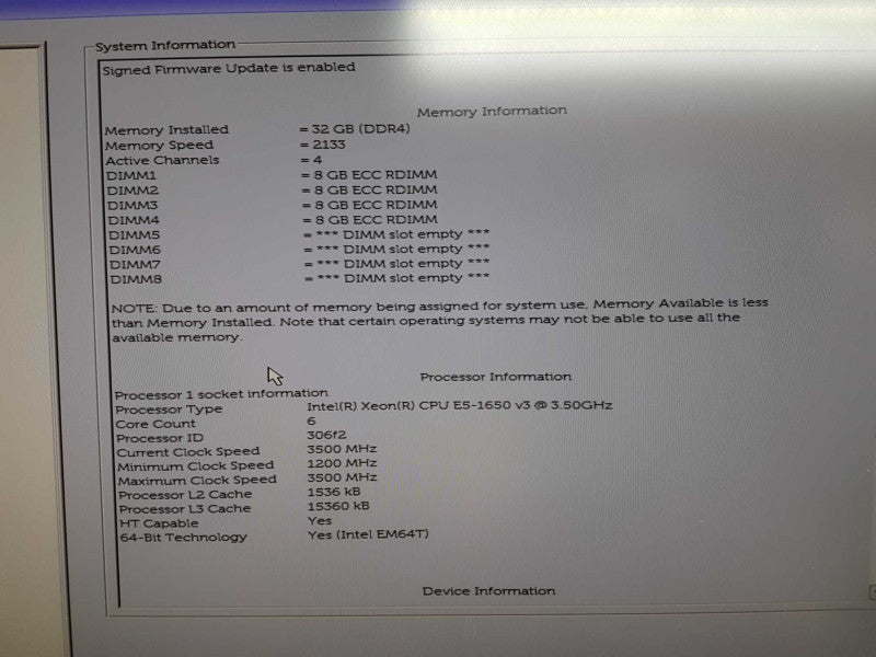 Dell Precision T5810 Xeon E5-1650 V3 @ 3.50ghz / 32gb ram / quadro K620 #