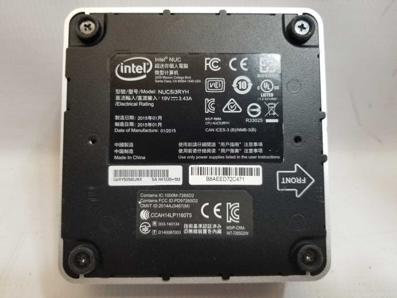 Intel NUC Mini PC, Intel i3-5010U 2.1GHz, 4GB RAM, No HDD _