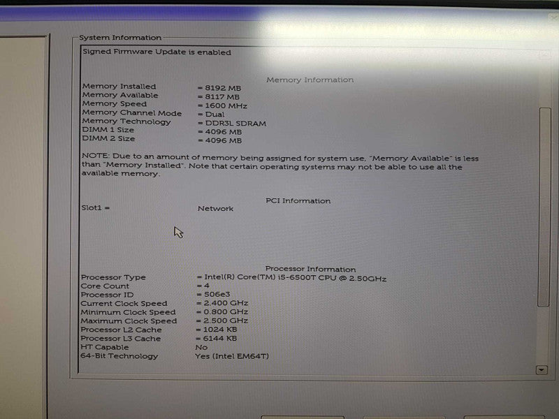 Dell optiplex 3040M I5-6500T @ 2.50ghz / 8gb ram / READ #