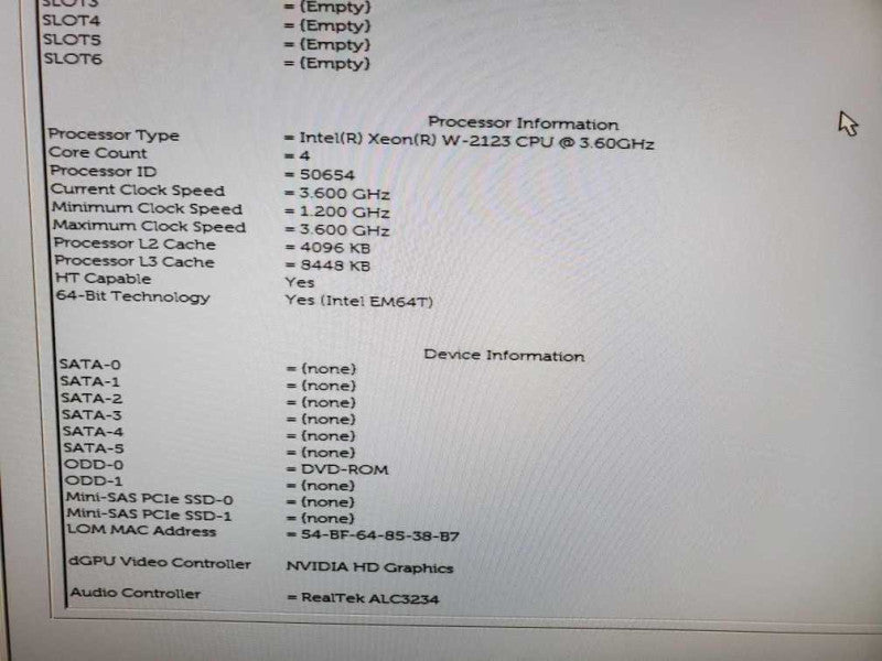 Dell Precision Tower T5820 Xeon W-2123 @ 3.6GHz 16GB DDR4 1TB HDD (