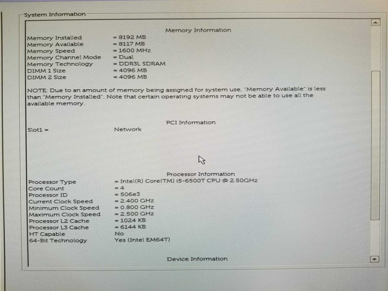 Dell OptiPlex 3040 Core i5-6500T @ 2.4GHz, 8GB DDR3, 120GB SSD _