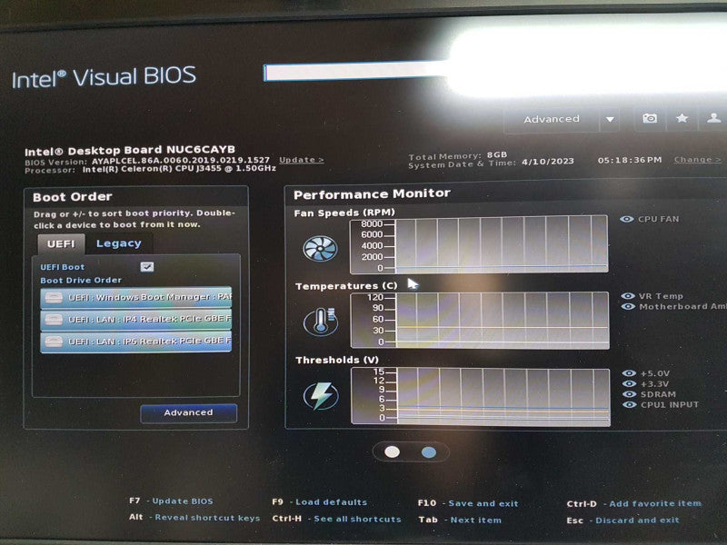 intel NUC NUC6CAYS Celeron J3455 @ 1.50ghz / 8gb ram / READ #