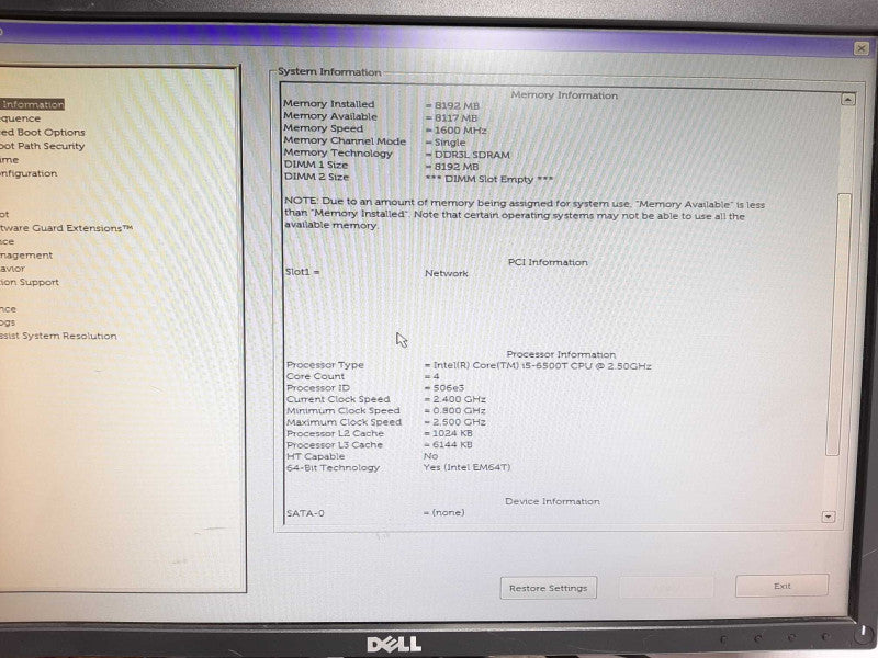 Dell OptiPlex 3040 USFF i5-6500T @ 2.4GHz 8GB DDR3L No HDD/AC Q$