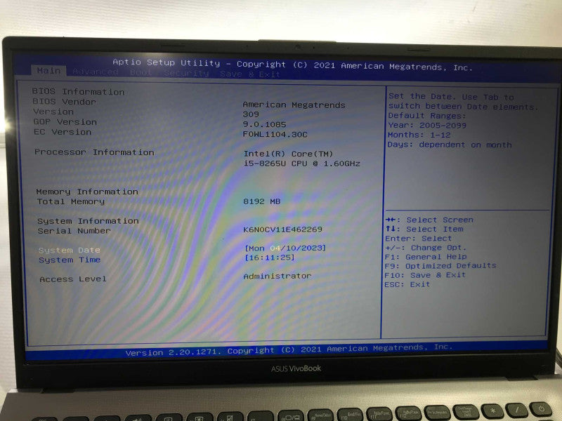 ASUS Vivobook i5-8265U 8GB DDR4 256GB SSD **Read