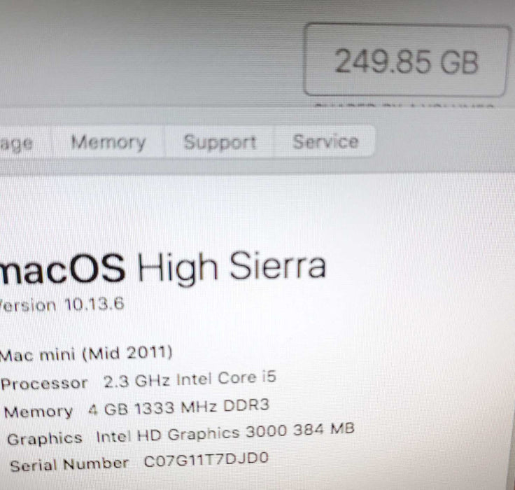 Mac mini - M.2011 A1347, i5-2415M 2.3GHz / 4GB, intel HD 3000, 256GB HDD ~