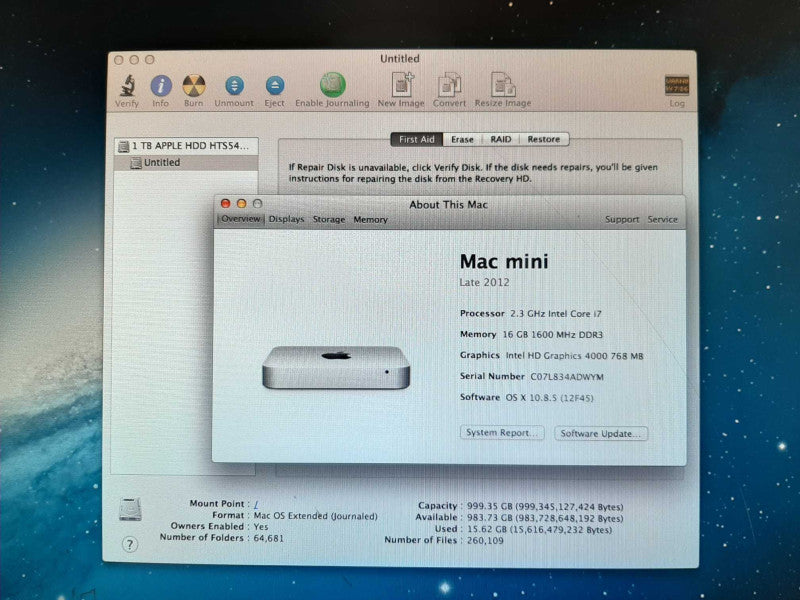 Mac mini - L.2012 A1347 i7-3615QM 2.3GHz 16GB Intel HD 4000 1TB HDD $