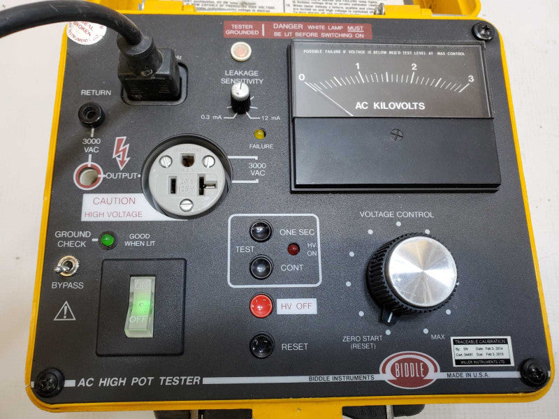 Biddle Megger 230315 AC Portable Hipot Tester, 0-3 kV NO Cable (