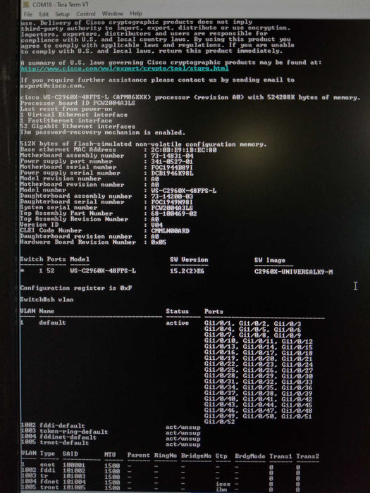 CISCO WS-C2960X-48FPS-L 48 Gigabit PoE Managed switch _