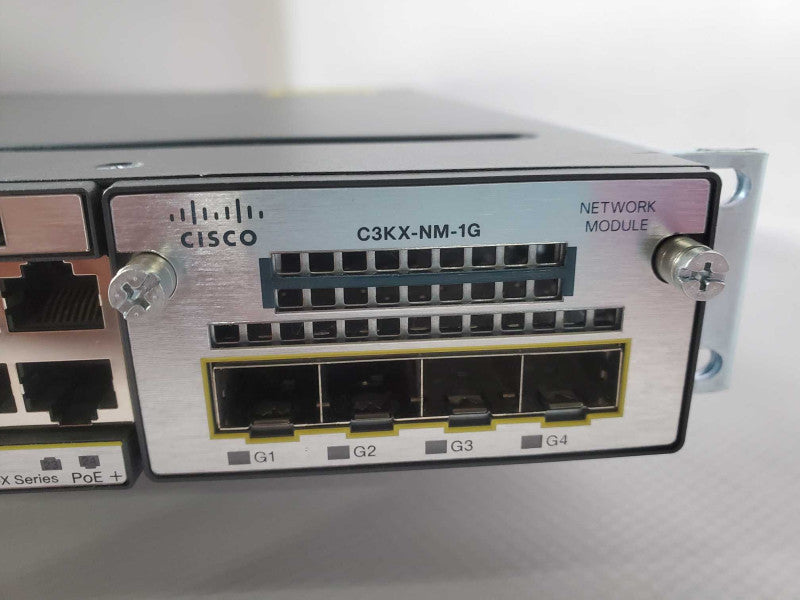 Cisco WS-C3750X-24P-S â¢ 24 Gigabit PoE Ports â¢ IP Base â¢ C3KX-NM-1G ~