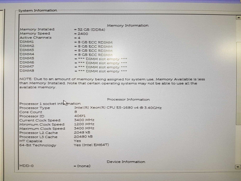 Dell Precision T5810 Xeon E5-1680 V4 @ 3.40ghz / 32gb ram / Quadro K1200 #