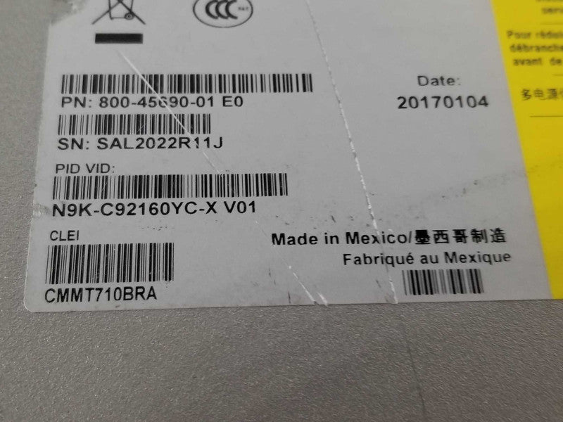 Cisco Nexus N9K-C92160YC-X 48x10G + 4x40G + 2x100G Switch _