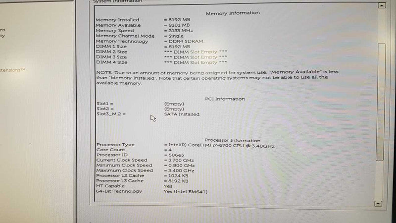 Dell Optiplex 7040 SFF i7-6700 @ 3.40ghz / 8gb ram / READ #