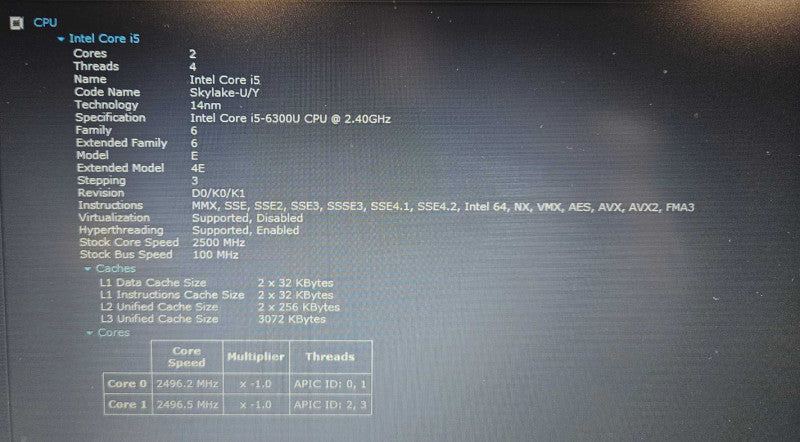 Dell Latitude 7480 i5-6300U @ 2.40GHz 16 GB RAM 250GB SSD )