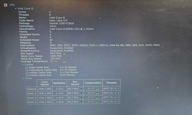 Dell Latitude 5491 i5-8350U @ 1.70GHz 16GB RAM 250GB SSD )