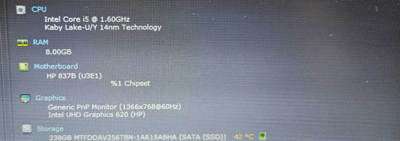 HP ProBook 440 G5 i5-8250U @ 1.60GHz 8GB RAM 250GB SSD )