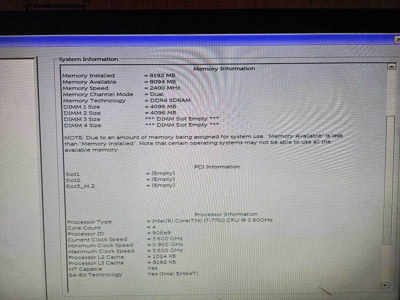 Dell OptiPlex 7050 Desktop i7-7700 @ 3.60GHz 8GB RAM NO HDD )