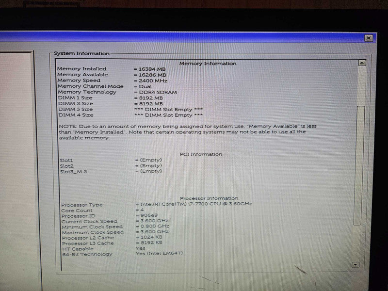 Dell OptiPlex 7050 Desktop i7-7700 @ 3.60GHz 16 GB RAM NO HDD )