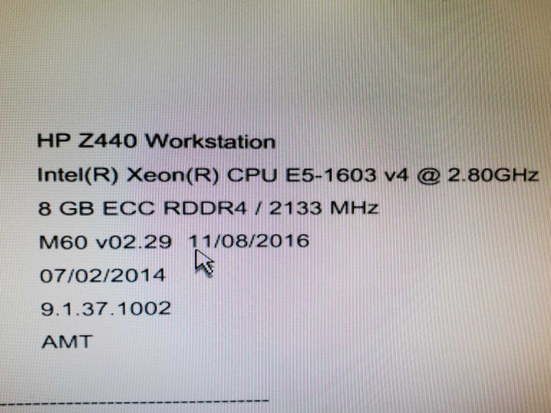 HP Z440 Workstation E5-1603 v4 2.8GHz 8GB DDR3 No HDD |