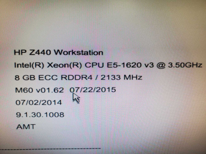 HP Z440 Workstation, E5-1620 V3 3.5GHz 8GB DDR4 No HDD nVidia K2200 |