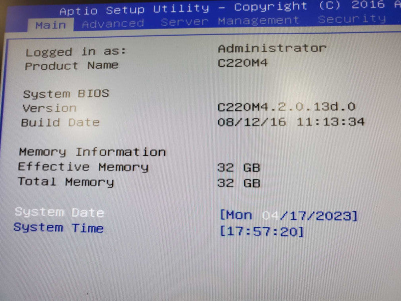 Cisco UCS C220 M4 1x Xeon E5-2609(v3) 1.9GHz 6C/32GB ECC, No HDDs/RAID. ~