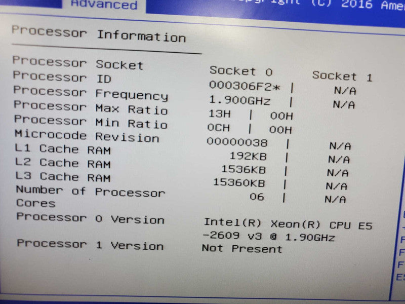 Cisco UCS C220 M4 1x Xeon E5-2609(v3) 1.9GHz 6C/24GB ECC, No HDDs/RAID ~